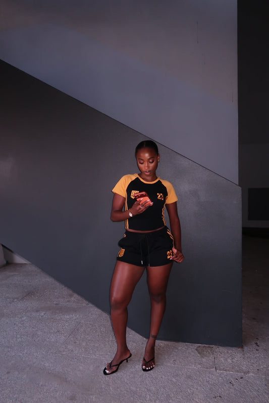 Bami women’s black & yellow shorts