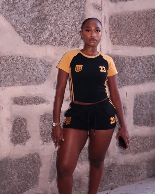 Bami women’s black & yellow top