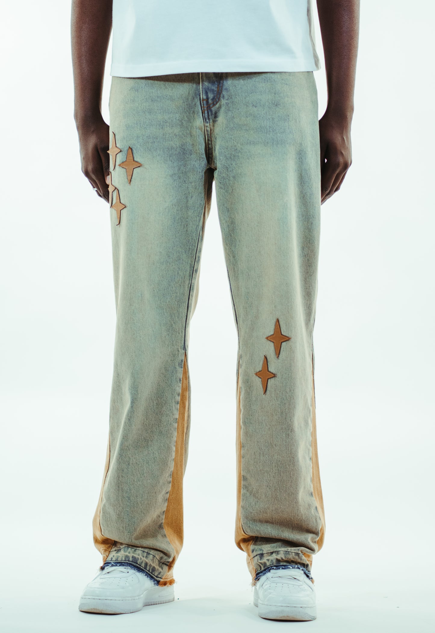 Leather Patch Jeans