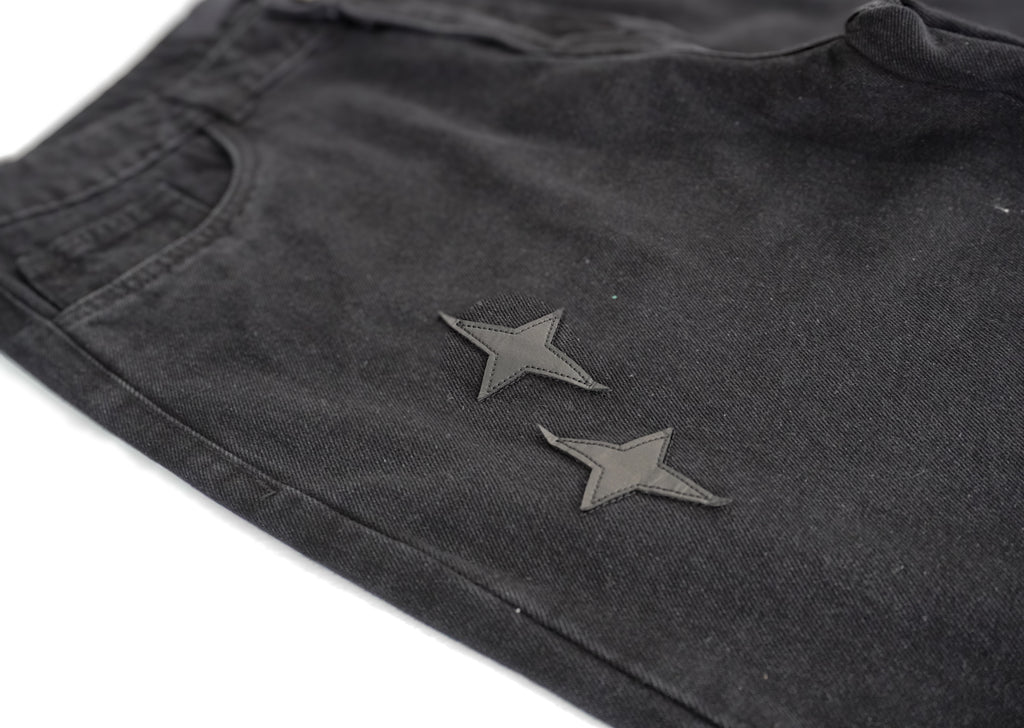 Leather Patch Jeans Black