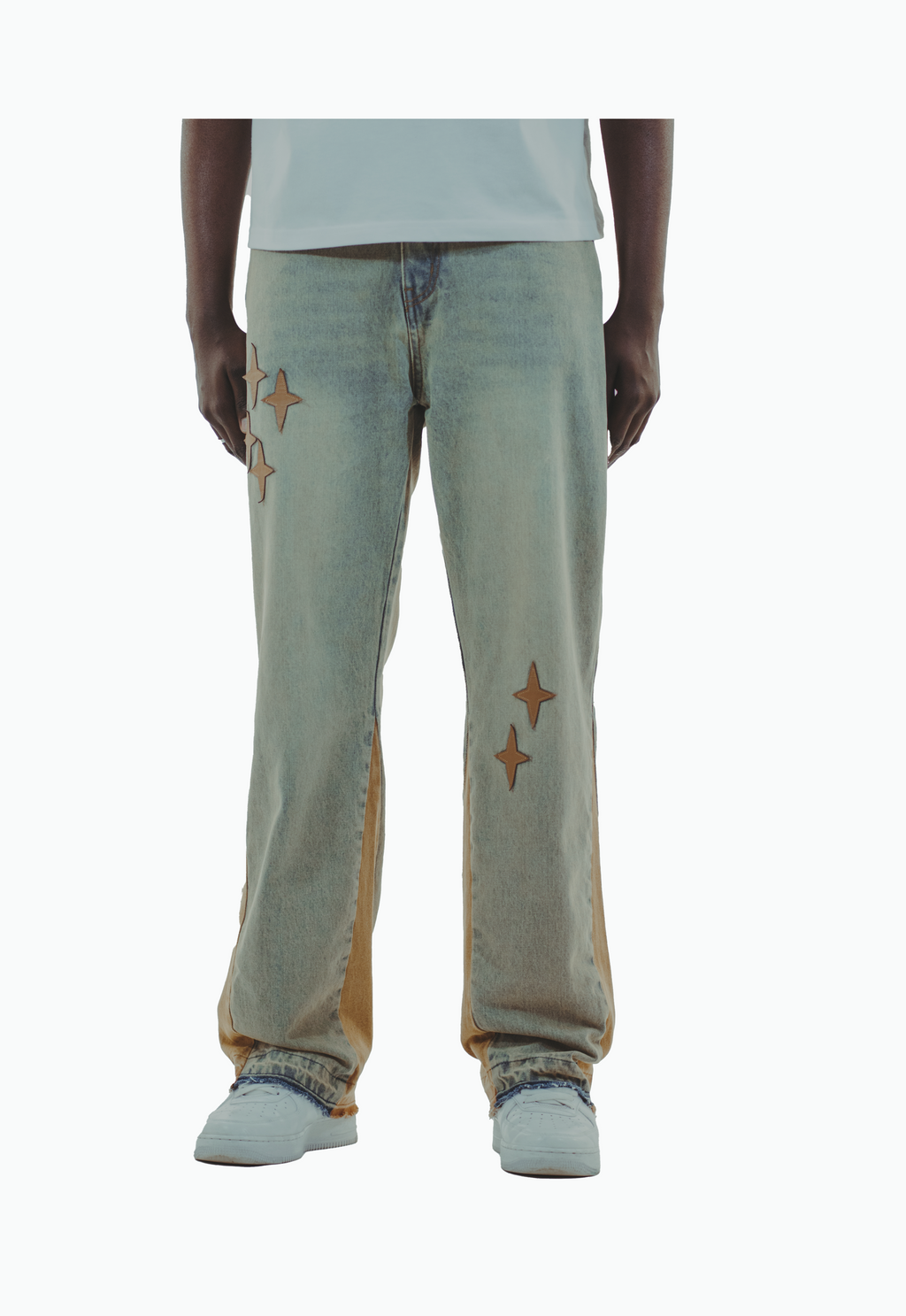 Leather Patch Jeans