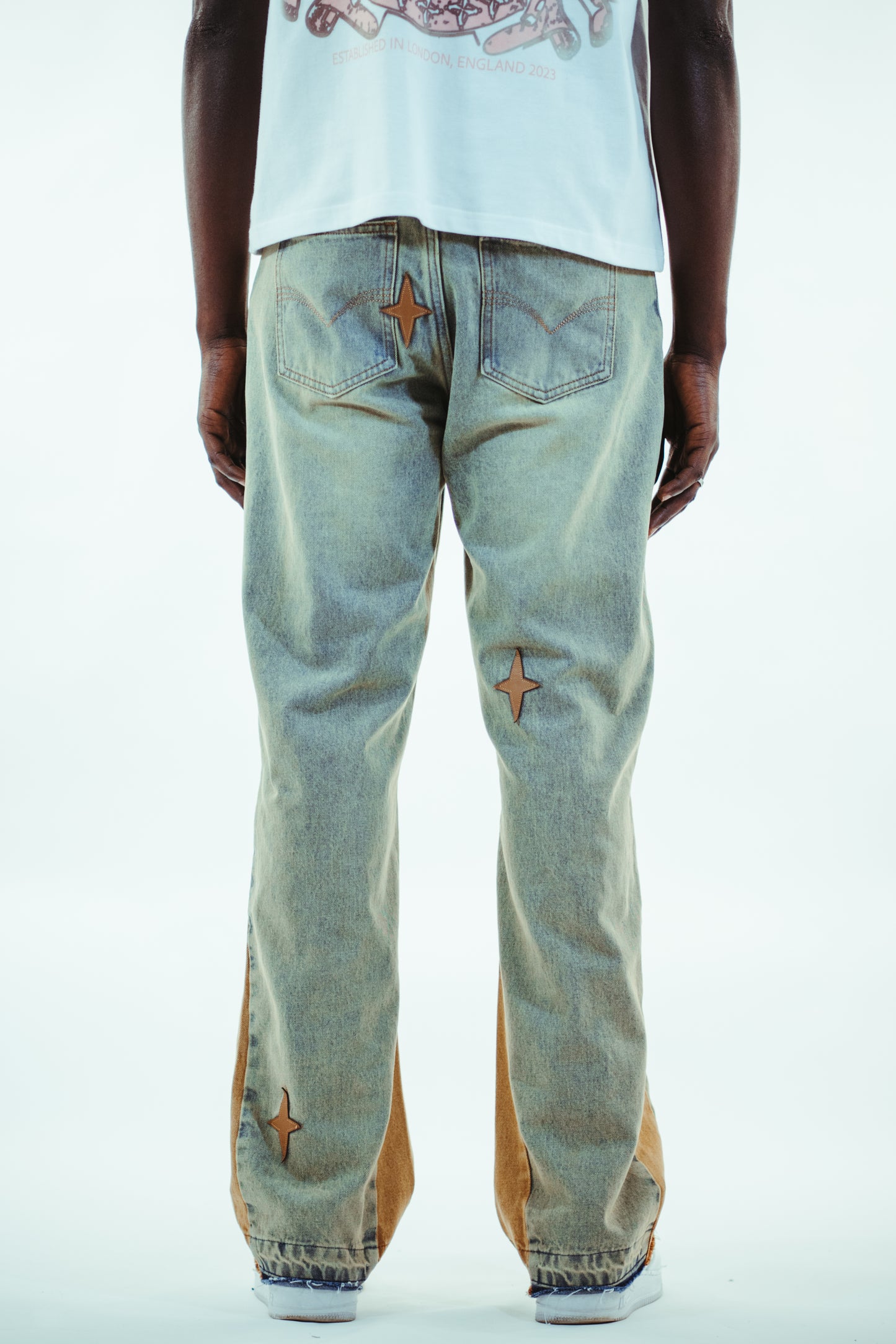 Leather Patch Jeans