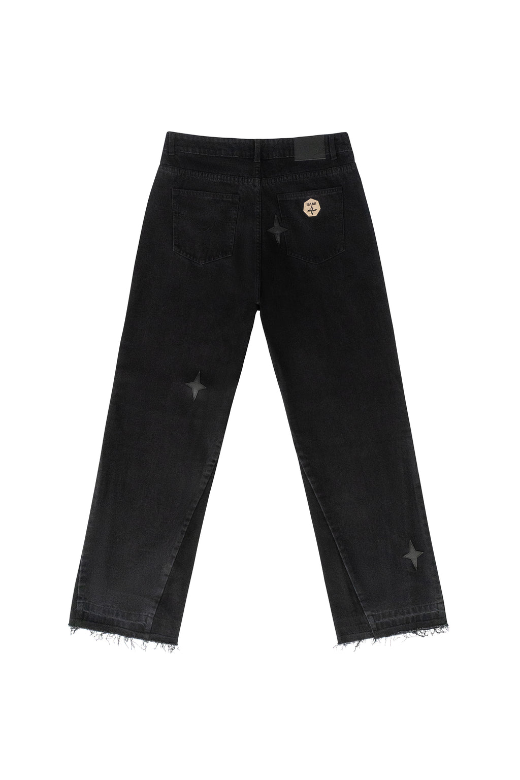 Leather Patch Jeans Black